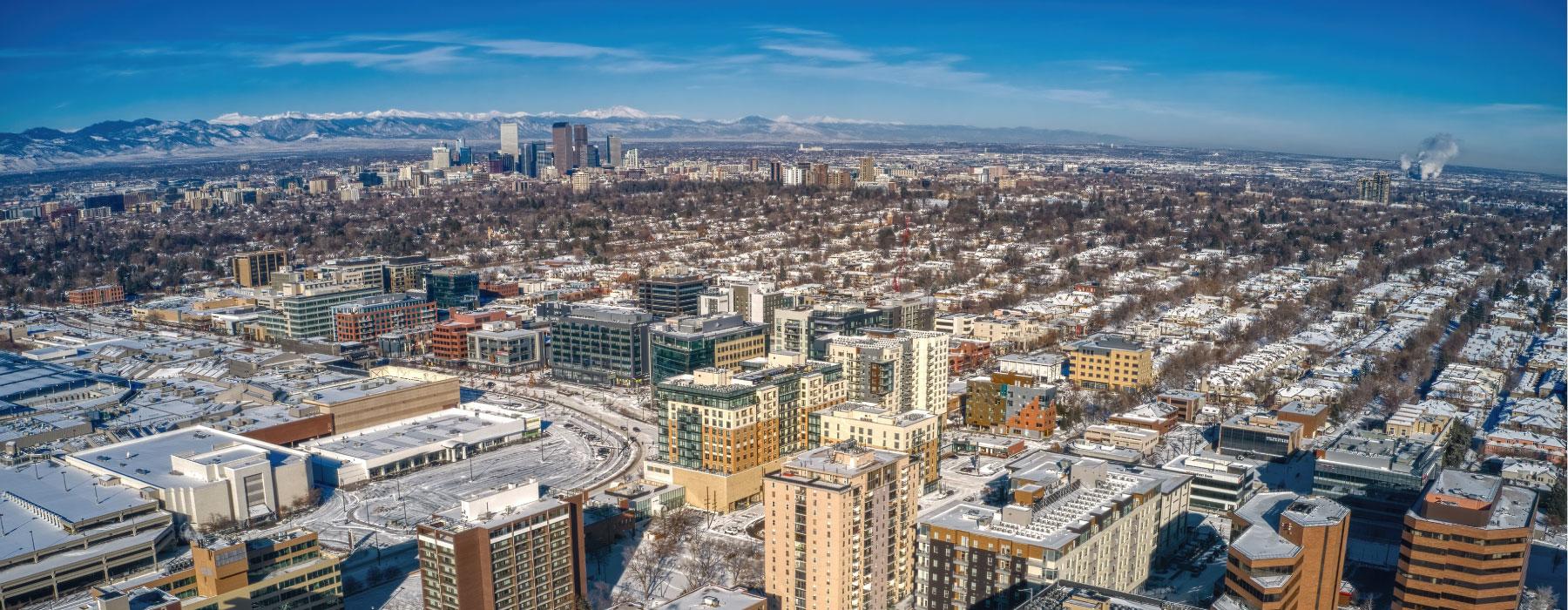 Aerial view of downtown Denver.