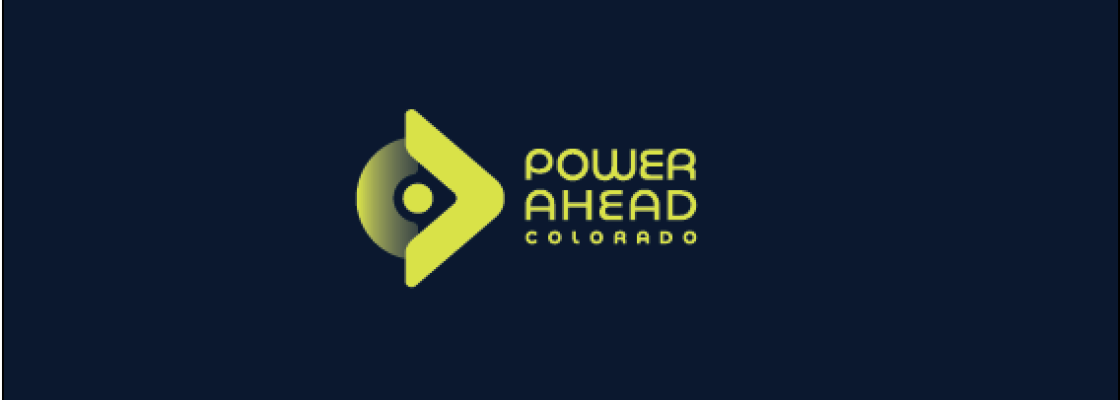 Power Ahead Colorado logo with arrow pointing right and semicircle